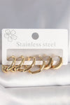 BKP10387 - 316L Çelik Gold Renk Altıgen Halka Model Kadın Küpe Seti