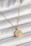 BKO9946 - 316L Çelik Gold Renk Zincir Madalyon Zirkon Taşlı Kalp Model Kadın Kolye