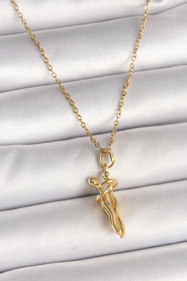 BKO9976 - 316L Çelik Gold Renk Zincir Sarılma Model Kadın Kolye
