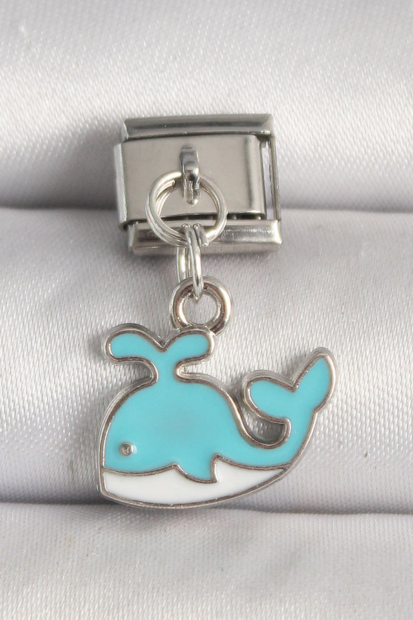 BC1258 - 316L Çelik Gümüş Renk Mavi Balina Model Nomination Charm