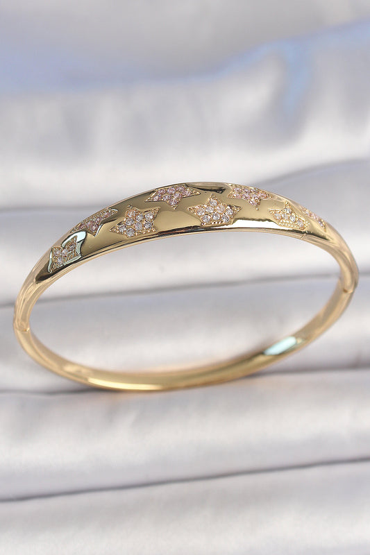 Pirinç Gold Renk Zirkon Taşlı Yıldız İşlemeli Kadın Kelepçe - BB6918