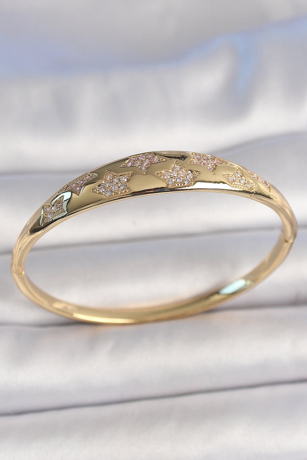 BB6918 - Pirinç Gold Renk Zirkon Taşlı Yıldız İşlemeli Kadın Kelepçe