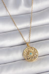 BKO10061 - 316L Çelik Gold Renk Zincr Mavi Taşlı Lotus Model Kadın Kolye