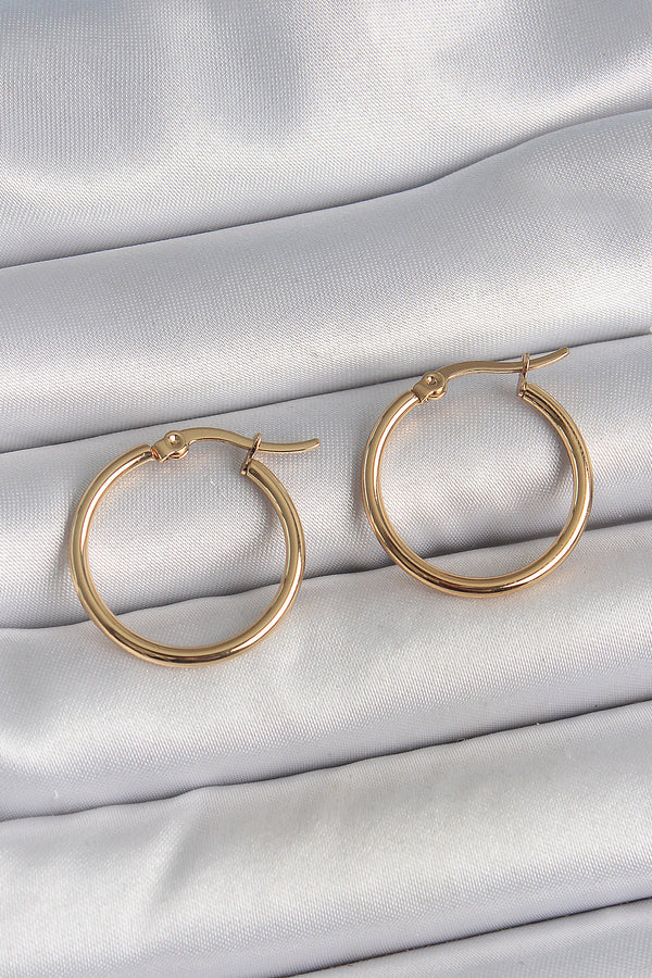 BKP10507 - 316 Çelik Gold Renk 22mm Kadın Halka Model Kadın Küpe