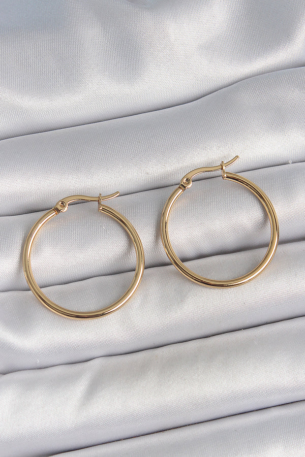 BKP10508 - 316 Çelik Gold Renk 27 mm Halka Model Kadın Küpe