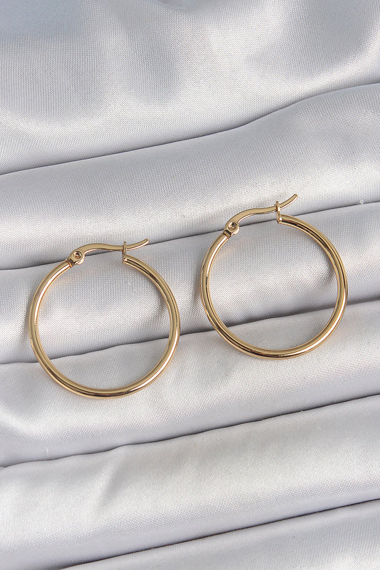 BKP10508 - 316 Çelik Gold Renk 27 mm Halka Model Kadın Küpe