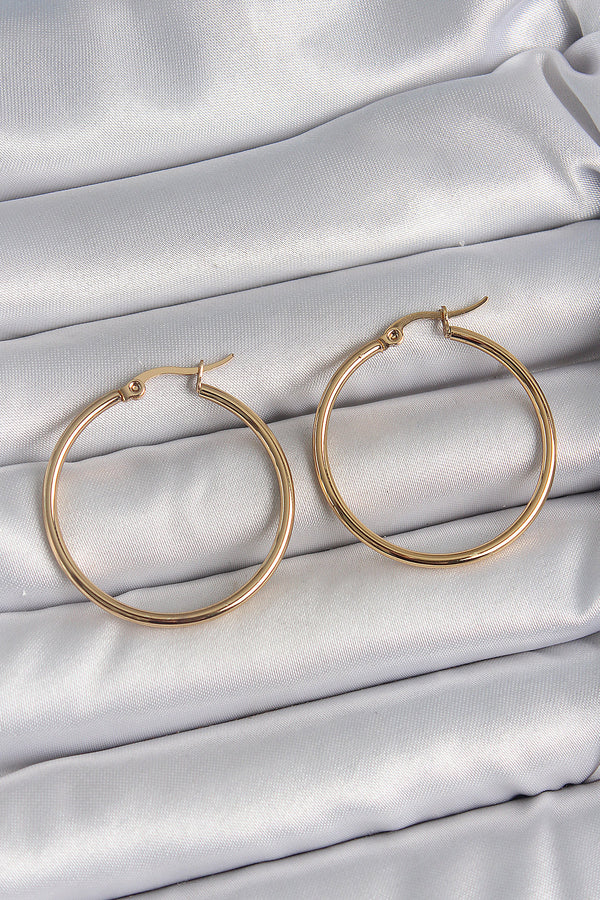 BKP10509 - 316 Çelik Gold Renk 33 mm Kadın Halka Model Kadın Küpe