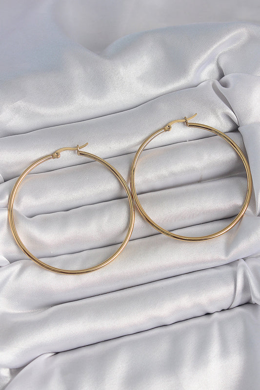 BKP10511 - 316 Çelik Gold Renk 53 mm Halka Model Kadın Küpe