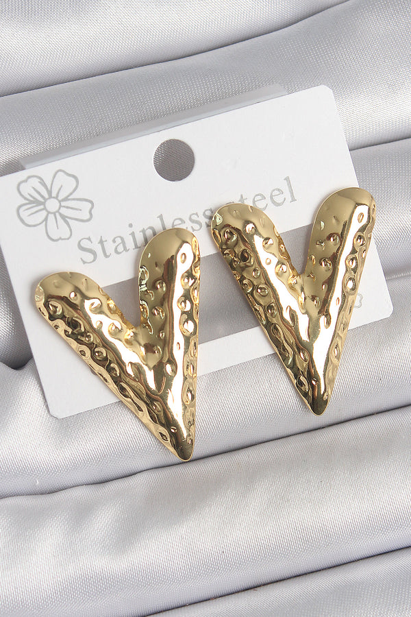 BKP10523 - 316 Çelik Gold Renk İşlemeli Kalp Model Kadın Küpe