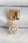 BC1342 - 316L Çelik Gold Renk Sallantı Daire Zirkon Taşlı Nomination Charm