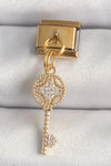 BC1347 - 316L Çelik Gold Renk Sallantı Zirkon Taşlı Anahtar Model Nomination Charm