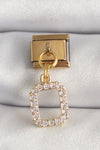 BC1350 - 316L Çelik Gold Renk Sallantı Kare Zirkon Taşlı Nomination Charm