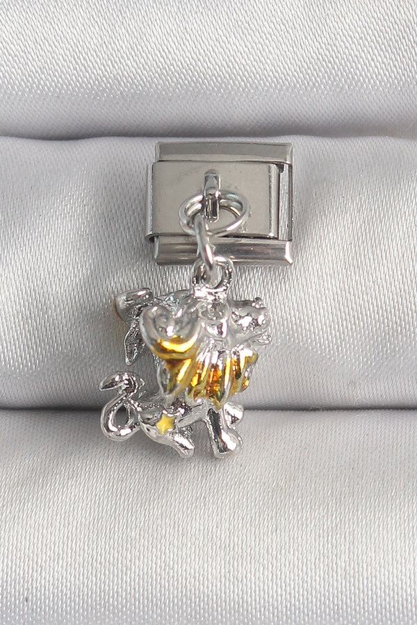 BC1377 - 316L Çelik Gümüş Renk Sallantı Aslan Model Nomination Charm