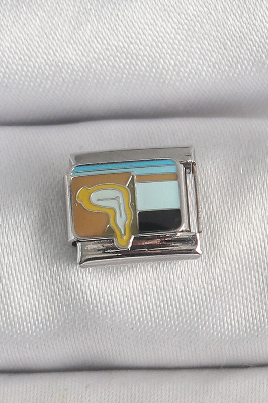 BC1394 - 316L Çelik Gümüş Renk Renkli Portre Model Nomination Charm