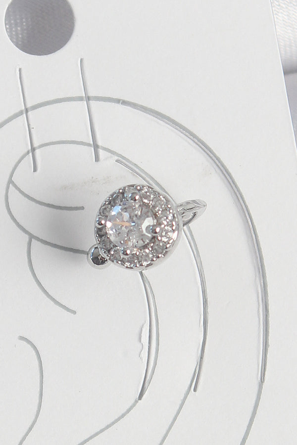 BKP10559 - Pirinç Gümüş Renk Zirkon Taşlı Kadın Kıkırdak Model Küpe