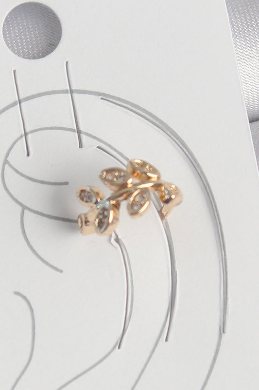 BKP10572 - Pirinç Gold Renk Zirkon Taşlı Yaprak Model Kadın Kıkırdak Küpe