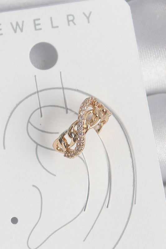 BKP10575 - Pirinç Gold Renk Zirkon Taşlı Sonsuzluk Zincir Model Kadın Kıkırdak Küpe