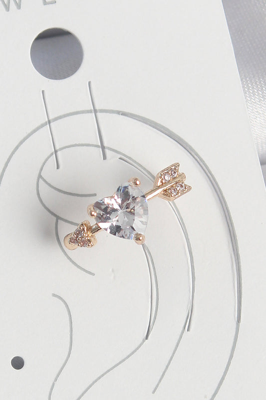 BKP10576 - Pirinç Gold Renk Zirkon Taşlı Kalp Ok Model Kadın Kıkırdak Küpe