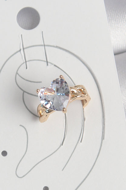 BKP10578 - Pirinç Gold Renk Zirkon Taşlı Kalp Model Kadın Kıkırdak Küpe