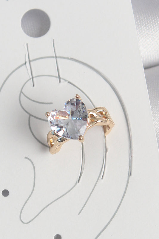 BKP10578 - Pirinç Gold Renk Zirkon Taşlı Kalp Model Kadın Kıkırdak Küpe
