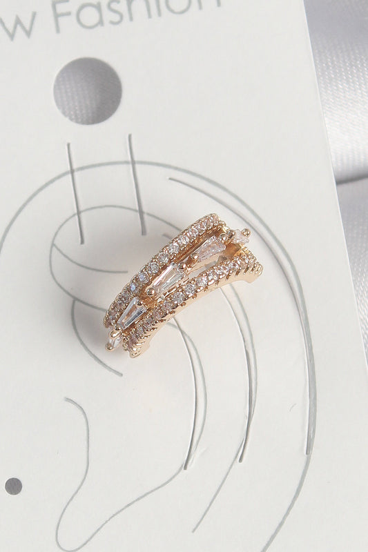 BKP10580 - Pirinç Gold Renk Zirkon Taşlı 3'Lü Sıralı Model Kadın Kıkırdak Küpe