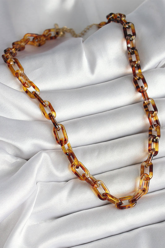 BKO10236 - Leopar Desenli Mika Zincir Kadın Kolye