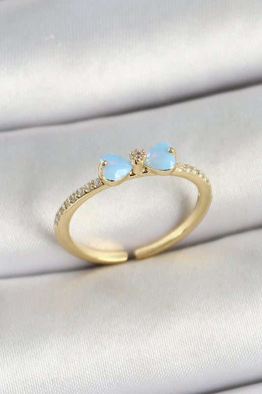 BYK3760 - Pirinç Fiyonk Figürlü Zirkon Taşlı Gold Renk Ayarlanabilir Kadın Yüzük