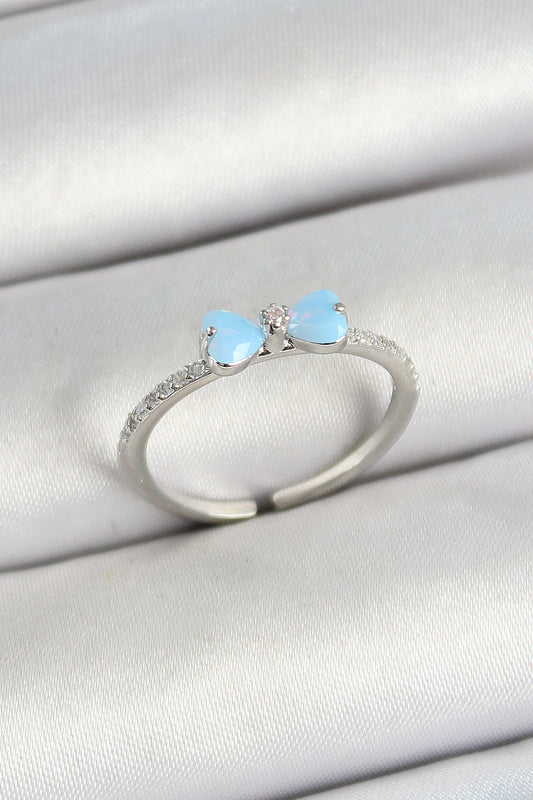 BYK3761 - Pirinç Fiyonk Figürlü Zirkon Taşlı Gümüş Renk Ayarlanabilir Kadın Yüzük