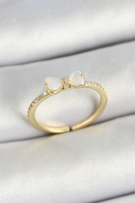 BYK3764 - Pirinç Fiyonk Figürlü Zirkon Taşlı Gold Renk Ayarlanabilir Kadın Yüzük