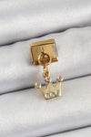 BC1397 - 316L Çelik Sallantılı Zirkon Taşlı Kraliçe Tacı Model Gold Renk Nomination Charm