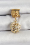 BC1411 - 316L Çelik Sallantılı Zirkon Taşlı Ay Ve Güneş Model Gold Renk Nomination Charm