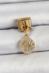 BC1422 - 316L Çelik Sallantılı Zirkon Taşlı Hayat Ağacı Model Gold Renk Nomination Charm