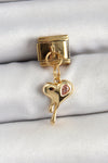 BC1433 - 316L Çelik Sallantılı Zirkon Taşlı Eriyen Kalp Model Gold Renk Nomination Charm