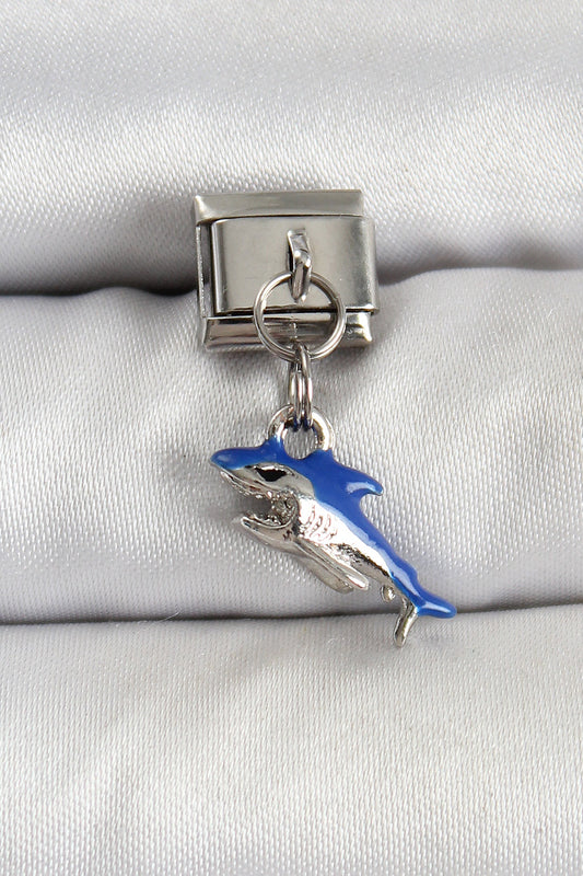 BC1463 - 316L Çelik Sallantılı Köpekbalığı Model Gümüş Renk Nomination Charm