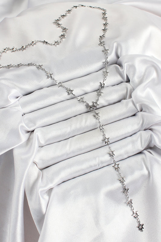 BKO10300 - Pirinç Gümüş Renk Yıldızlı Kadın Y Kolye