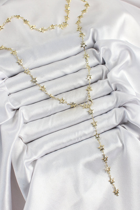 BKO10301 - Pirinç Gold Renk Yıldızlı Kadın Y Kolye