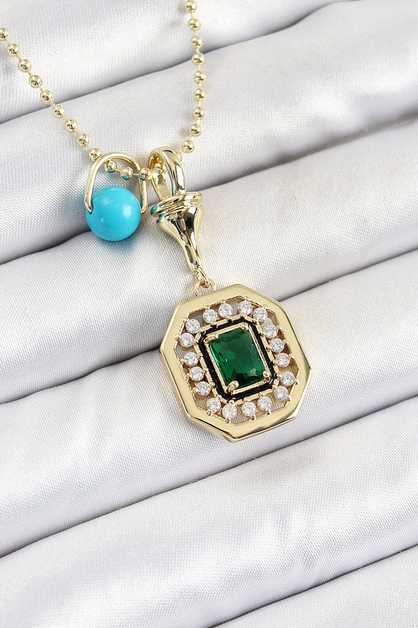 BKO10304 - Gold Renk Pirinç Zirkon Taşlı Kadın Serenay Kolyesi