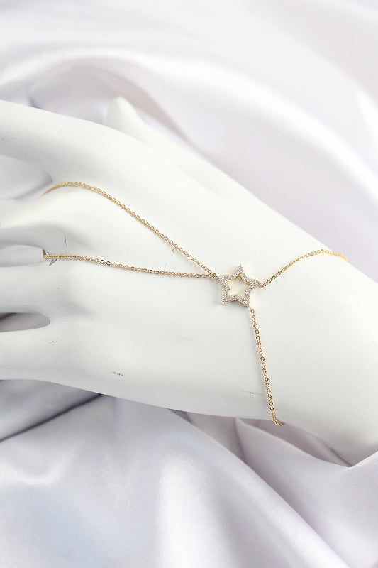 Pirinç Gold Renk Zirkon Taşlı Yıldız Model Şahmeran - SN678