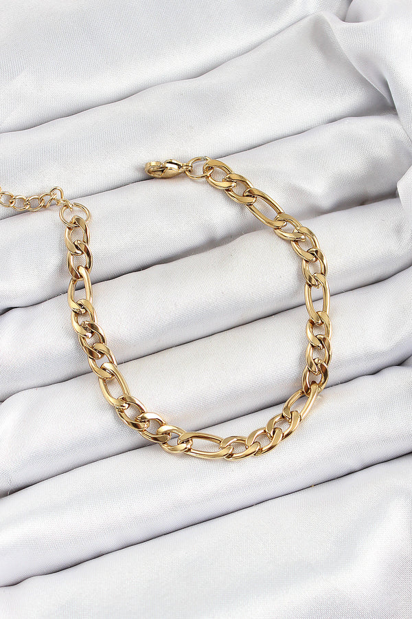 EB3734 - 316L Çelik Gold Renk Zincir Erkek Bileklik