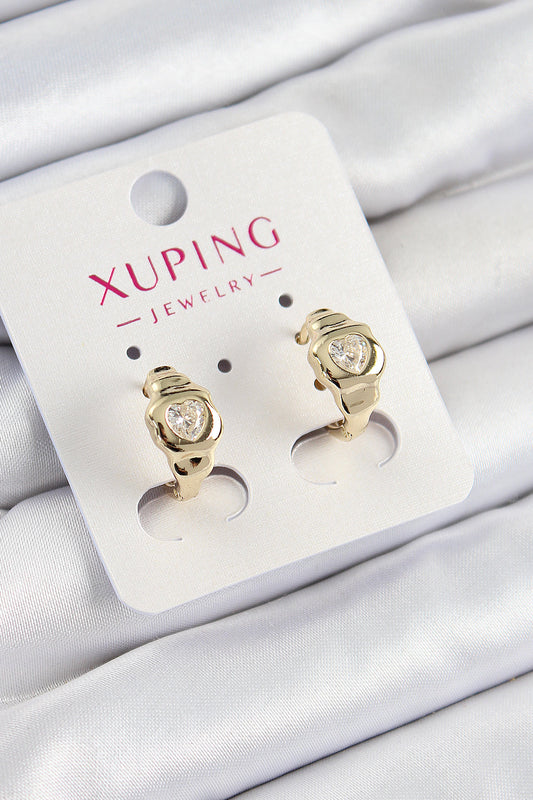 Xuping Zirkon Taşlı Kalp Model Gold Renk Kadın Küpe - BKP10840