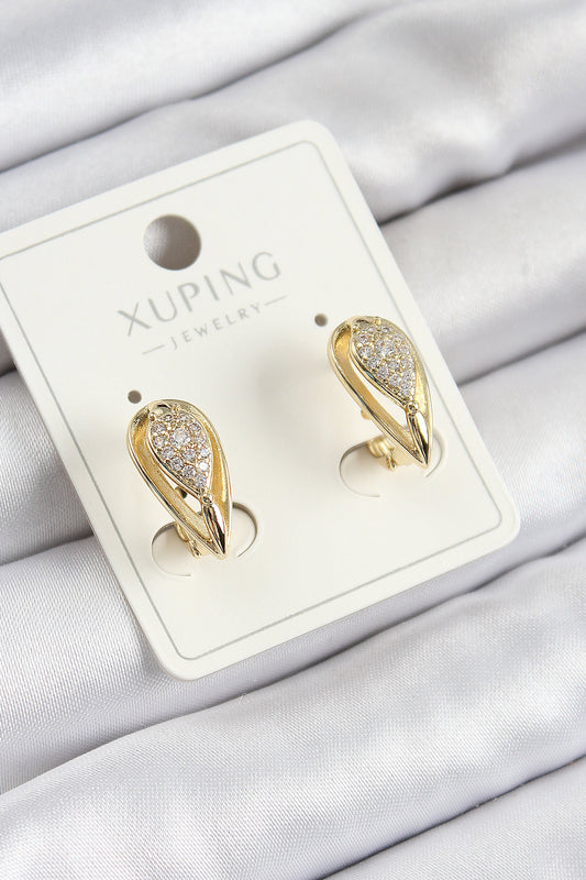 Xuping Zirkon Taşlı Damla Model Gold Renk Kadın Küpe - BKP10844