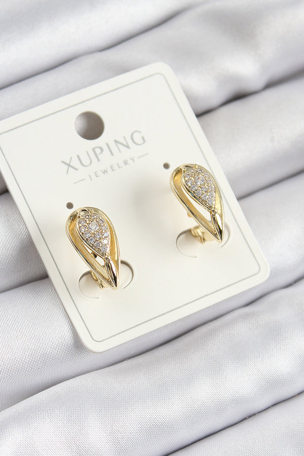 BKP10844 - Xuping Zirkon Taşlı Damla Model Gold Renk Kadın Küpe