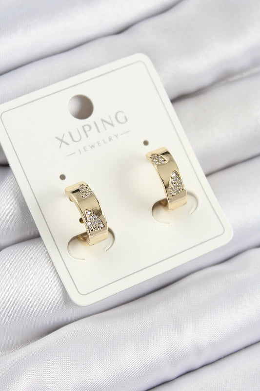 Xuping Zirkon Taşlı Desenli Halka Model Gold Renk Kadın Küpe - BKP10851