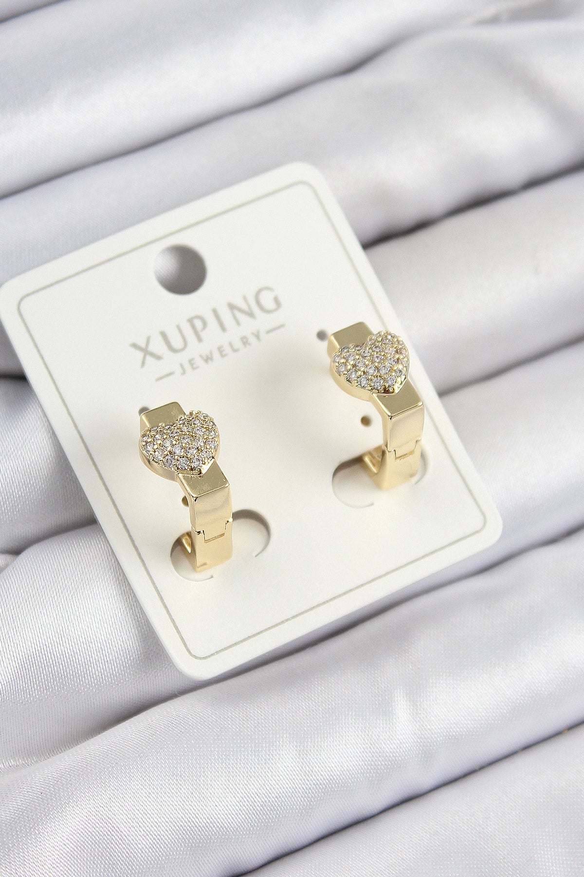 BKP10857 - Xuping Zirkon Taşlı Kalp Model Gold Renk Kadın Küpe
