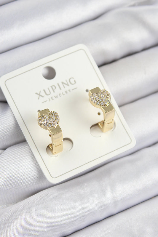 Xuping Zirkon Taşlı Kalp Model Gold Renk Kadın Küpe - BKP10857