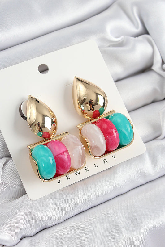 BKP10863 - Pirinç Karışık Renk Vintage Model Kadın Küpe