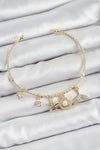 BB7358 - Pirinç Zirkon Taşlı İstiridye Ve Deniz Yıldızı Model Gold Renk Charm Bileklik