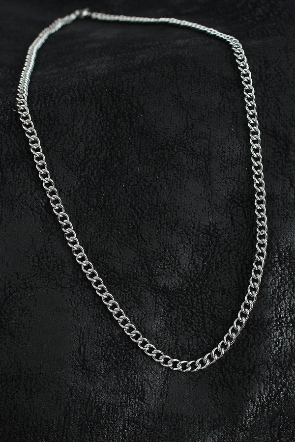 ERK1390 - 316L Çelik Klasik Oval Zincir Model Gümüş Renk Erkek Kolye