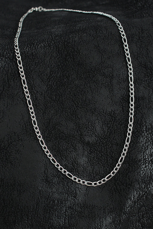 ERK1393 - 316L Çelik Klasik Figaro Zincir Model Gümüş Renk Erkek Kolye