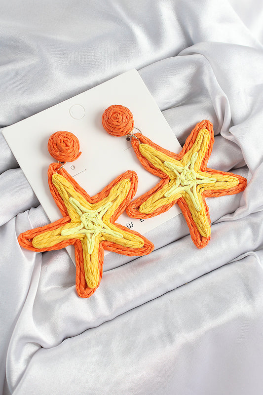 BKP10898 - Pirinç Turuncu Deniz Yıldızı Model Gold Renk Kadın Hasır Küpe